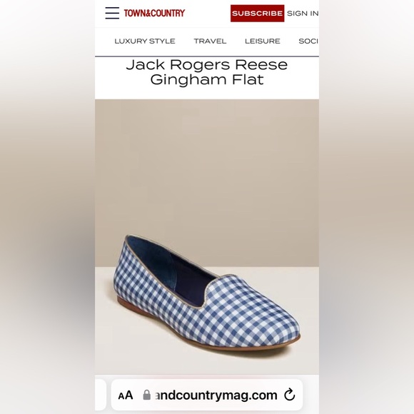 Jack Rogers Flats Reese Gingham Carnation Pink Flats, Loafer/Ballet, New in Box - Picture 2 of 7